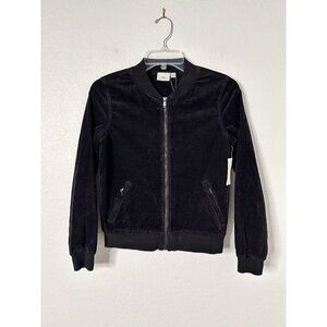 AG Adriano Goldschmied Kids Bomber Stretch Full Zip Lined Jacket Black Sz L NWT